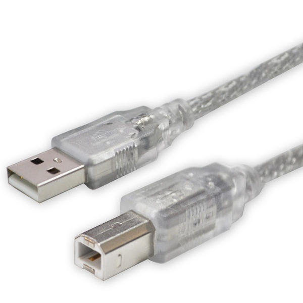 투명 PVC 케이블 5m USB 2.0 A 수 to B 암 변환 케이블 노이즈 필터 실드 케이블 프린터 케이블 USB 변환 케이블 A to B (AM-BM)