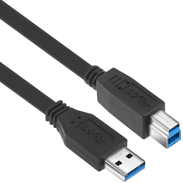3m 길이의 블랙 플랫형 케이블 USB 3.0 A 수 to B 암 변환 케이블