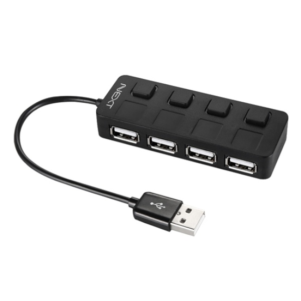 USB2.0 4포트 무전원 개별스위치 무전원 USB 허브 / 블랙