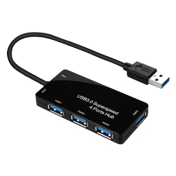 USB3.0허브/4포트/무전원 [블랙] 케이블 일체형 (케이블길이 : 20mm) / USB3.0 / 무전원 (유전원 사용가능 아답터 미포함 / 규격 : 5V-1A 내외경 3.5 1.35 )