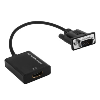 VGA to HDMI 컨버터 오디오 지원 [블랙] [영상/음성 컨버터] 1080p (1920x1080) / 오디오 지원 (스테레오) / Mirco USB 전원 포트 *1 (DC 5V) / Mirco USB 케이블 *1 / 스테레오 케이블 *1