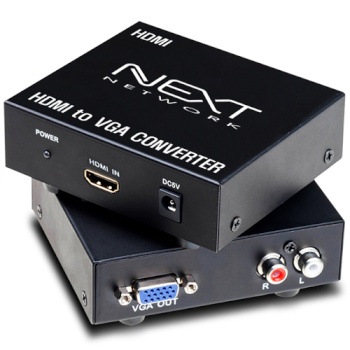 HDMI to VGA 컨버터 오디오 지원 [블랙] [영상.음성 컨버터] 1080p (1920x1080) / 오디오 지원 (RCA) / DC 5V 아답터 *1