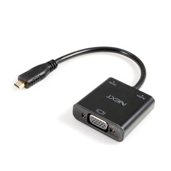Micro HDMI to VGA 컨버터 오디오 지원 [블랙] [HDMI 컨버터] 1080p (1920x1080) / 오디오 지원 (스테레오) / 스테레오 케이블 *1 / DC 5V 전원 port *1
