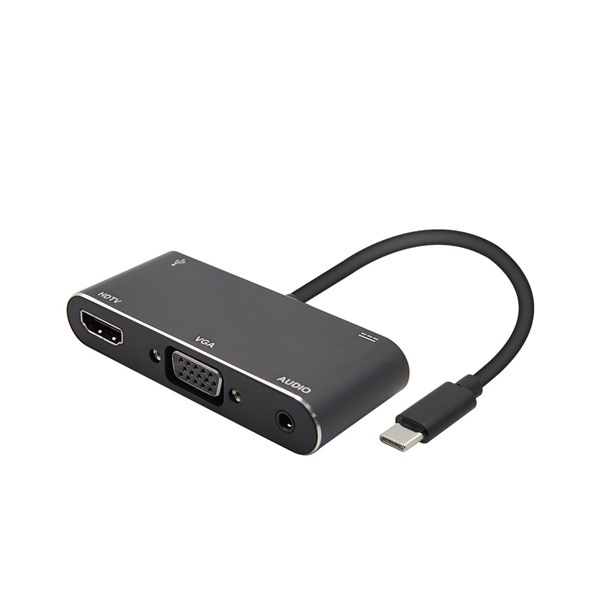 USB C타입 to HDMI + D-SUB + 오디오 변환 컨버터 블랙